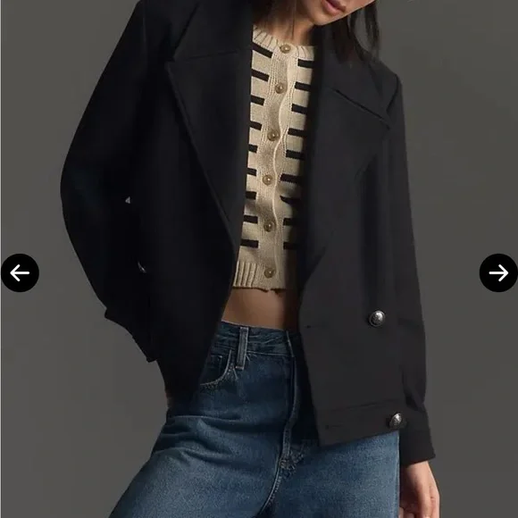 $188 Anthropologie NVLT Retro Wool blend black Peacoat medium - Picture 3 of 5